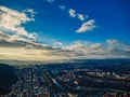 Aerial of Karlovy Vary under beautiful sunlight