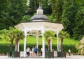 KARLOVY VARY, CZECH REPUBLIC - JUNE 13, 2017: The octagonal white pavilion with a small dome is the place where The