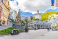 Karlovy Vary, Czech Republic, May 10, 2019: The Market Colonnade Trzni kolonada wooden colonnade Royalty Free Stock Photo