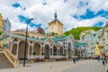 Karlovy Vary, Czech Republic, May 10, 2019: The Market Colonnade Trzni kolonada Royalty Free Stock Photo