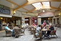 KARLOVY VARY, CZECH REPUBLIC. Visitors to Becherplatz cafe sit at tables
