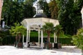 The octagonal white pavilion in Karlovy Vary