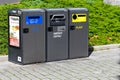 Three rubbish bins for waste collection