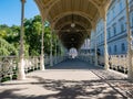 Karlovy Vary hot springs pavilion health resort in Bohemia, Czech Republic