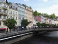 Karlovy Vary spa, Mlynske street of Karlsbad Royalty Free Stock Photo