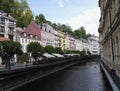 Karlovy Vary street panorama view, Czech Republic