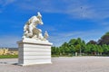 Karlsruhe, Germany - Sculpture of Hercules slaying dragon Ladon in front of palace garden