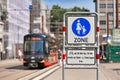 Karlsruhe, Germany - Traffic free pedestrian zone sign in city center