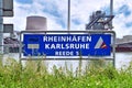 Karlsruhe Germany - Sign at industrial Rhine river harbor roadstead no. 5