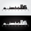 Karlsruhe skyline and landmarks silhouette