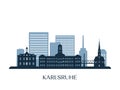 Karlsruhe skyline, monochrome silhouette.