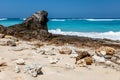 Karma Beach in Ungasan, Bali, Indonesia. Turquoise water, rocks, ocean scenery. Royalty Free Stock Photo