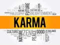 Karma is a concept of action, work or deed, and its effect or consequences, word cloud concept background Royalty Free Stock Photo