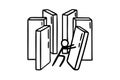 Karma domino and karma concept doodle hand drawn icon social media. Outline drawing karma line clipart symbol
