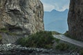 Karmadon Gorge in the mountains of North Ossetia. Royalty Free Stock Photo