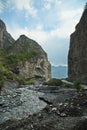 Karmadon Gorge in the mountains of North Ossetia. Royalty Free Stock Photo