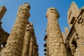 KARNAK, EGYPT- JANUARY 2016: Massive columns of Karnak Temple Complex, Luxor, Egypt Royalty Free Stock Photo