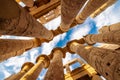 Karnak Hypostyle hall columns and clouds in the Temple at Luxor Thebes Royalty Free Stock Photo