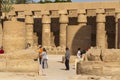 Karnak Temple, complex of Amun-Re. Embossed hieroglyphics on columns and walls. Royalty Free Stock Photo