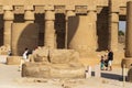Karnak Temple, complex of Amun-Re. Embossed hieroglyphics on columns and walls. Royalty Free Stock Photo