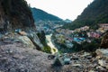 Karnaprayag town at the confluence of Alaknanda and Pindar River. Uttarakhand, India Royalty Free Stock Photo