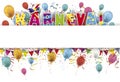 Karneval Confetti Balloons Ribbons White Stripe Header Royalty Free Stock Photo