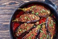 Karniyarik - Stuffed Eggplants in a dish