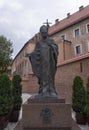 Karol Wojtyla or John Paul II pope monument sculpture inside wawel royal castle Royalty Free Stock Photo