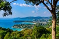 Karon View Point - View of Karon Beach, Kata Beach and Kata Noi in Phuket, Thailand. Landscape scenery of tropical and paradise Royalty Free Stock Photo