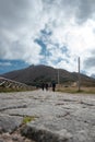 climbing the mountain Snezhka in Karkonosz. Poland Royalty Free Stock Photo