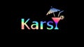 Kars. Multicolor gradient bright contrast inscription, cocktail glass. Transparent Alpha channel. Gradient color text font.