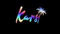 Kars. Multicolor gradient bright contrast inscription and palm tree. Transparent Alpha channel.