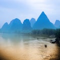 Karst hills scenery in guilin, China Royalty Free Stock Photo