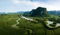 Karst landscape and agricultural fields in Guangxi province at south China Royalty Free Stock Photo