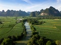 Karst landscape and agricultural fields in Guangxi province at south China Royalty Free Stock Photo