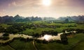 Karst landscape and agricultural fields in Guangxi province at south China Royalty Free Stock Photo