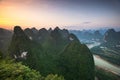 Karst mountain landscape on the Li River in Xingping, Guangxi Province, China