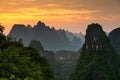 Karst mountain landscape on the Li River in Xingping, Guangxi Province, China