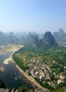 Karst mountain landscape in Yangshuo Guilin, Royalty Free Stock Photo