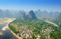 Karst mountain landscape in Yangshuo Guilin, Royalty Free Stock Photo