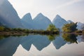The reflection in the water, the Li river Yangshuo China Royalty Free Stock Photo
