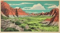 Karst Postcard: Rockwell Gilmour\'s Canyon Lands In Light Maroon And Turquoise