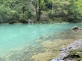 Karst spring of the river Kupa or natural monument source of the river Kupa in the region of Gorski kotar - Razloge, Croatia Royalty Free Stock Photo