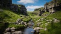 Karst In Yorkshire: A Serene Stream Flowing Through A Lush Green Valley