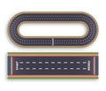 Kart race background. Top view. Line asphalt and circular track roads. Finish and start lines Royalty Free Stock Photo