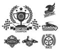 Kart race extreme driving sport isolated monochrome icons Royalty Free Stock Photo