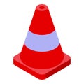 Kart road cone icon isometric vector. Red plastic tool