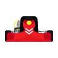 Kart vector illustration red car front view. Race go cart sport vehicle isolated. Activity cartoon extreme adventure draft