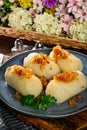 Kartacze - potato dumplings stuffed with minced meat Royalty Free Stock Photo