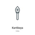 Kartikeya outline vector icon. Thin line black kartikeya icon, flat vector simple element illustration from editable india concept Royalty Free Stock Photo